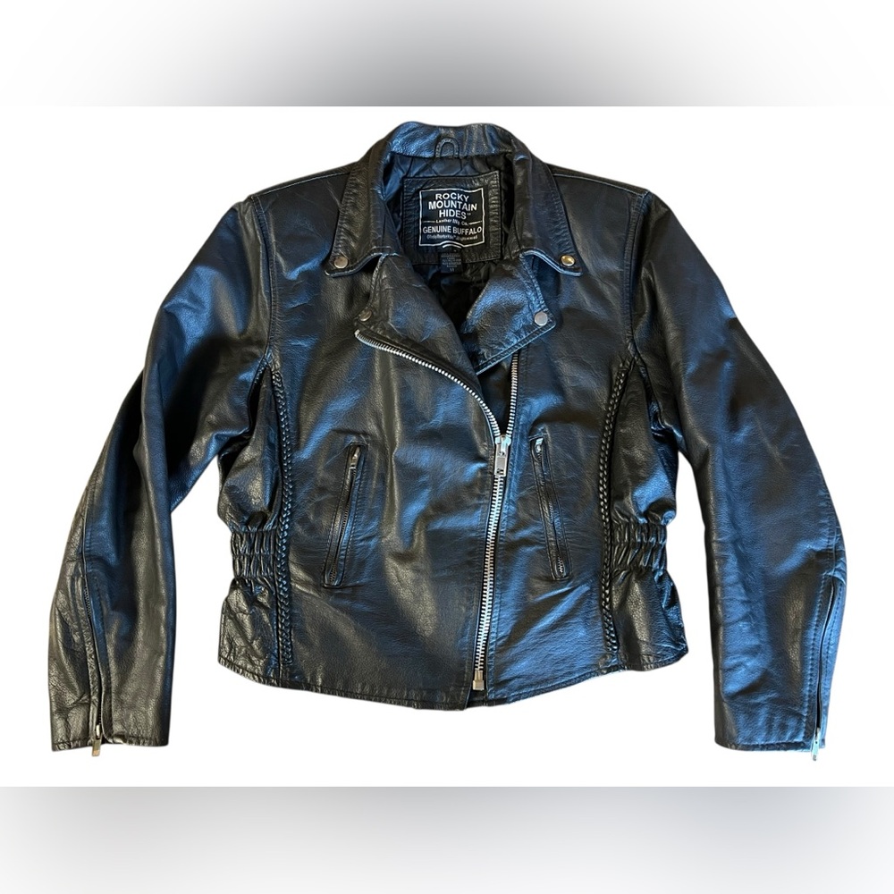 Rocky Mountain Hides Women’s M Buffalo Leather Black Moto Biker Jacket Punk Rock